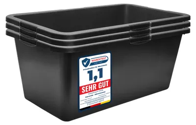Produktbild von Garronda Mörtelwanne 3 Pack 60 L Rechteckig Mörtelkübel Kunststoffwanne – stabile Maurerkübel aus recyceltem PE Mörtelkasten für Beton, Garten oder Werkstatt GD-0169