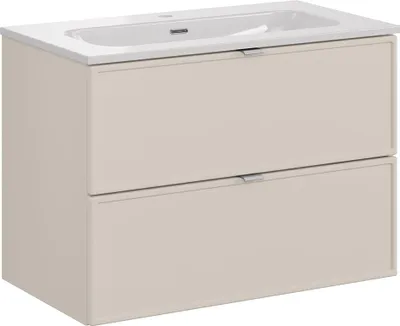 Produktbild von Badezimmer-Waschtisch 80 cm in Kaschmir mit Keramikwaschbecken - BIBIONE-56