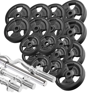 Obrázek produktu pro Sada pogumovaných činek Marbo Sport Tri-Grip se zátěžovými deskami 113 kg