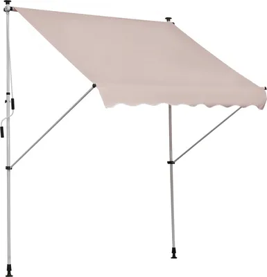 Zdjęcie produktu dla Markiza na ramieniu przegubowym, markiza zaciskowa, z regulacją wysokości, aluminiowa, na taras i balkon, 200 x 150 cm, kremowo-biała