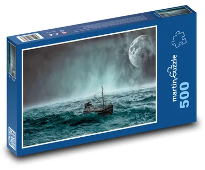 Obrázek produktu pro Puzzle 500 Bouřlivé moře za úplňku - martinpuzzle