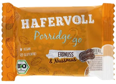 Produktbild von Hafervoll Porridge2go Erdnuss & Nussmus  55g