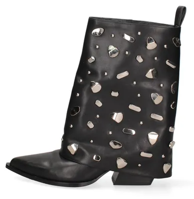 Produktbild von Damen Stiefelette echtes Leder mit Silbernägeln Marc Ellis Schwarz Black B 36