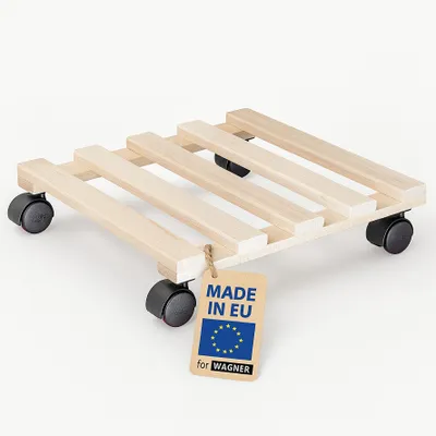 Produktbild von WAGNER Pflanzenroller PALETTI 34 x 34 x 8 cm, für den Innenbereich, Buchenholz, natur, Tragkraft 100 kg, EU Ware - 20033501