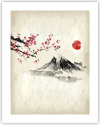 Produktbild von Poster - Poster ohne Rahmen - Aquarell asiatisch Landschaft - 40x50 cm - Wand Bild - Wanddeko - Wandbilder - Kunstposter - Wandposter - Bilder - Kunstdruck - Wanddekoration - P2XPA40x50-4513
