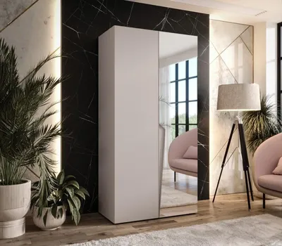 Produktbild von Kleiderschrank mit Spiegel, 100 cm, SORAYA 2 - Kaschmir / Kaschmirgriff