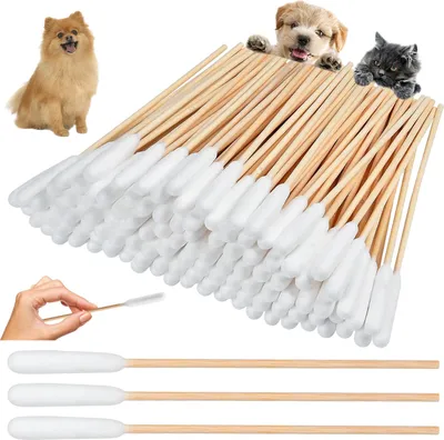 Produktbild von 50-teiliges Set mit Ohrenreinigern für Hunde, Bambus-Wattestäbchen, 15,5 cm verstärkter langer Stock, Ohrenschmalzentferner, Abhilfemaßnahmen gegen Ohrenjucken, Reinigungswattestäbchen, Entfernung von Ohrenschmalzinfektionen bei Tieren (50 Packungen)