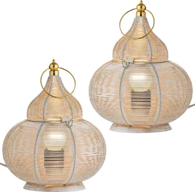 Productafbeelding van 2 stuks tafellamp, nachtlamp, lamp met boho-stijl, decoratieve verlichting, 25c
