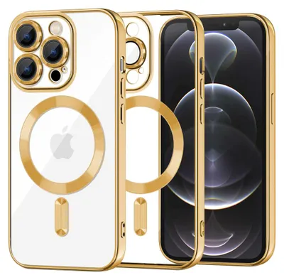 Produktbild von Techsuit Luxury Crystal Back Cover Hülle mit MagSafe für Apple iPhone 12 Pro - Gold