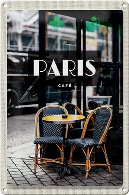 Produktbild von Blechschild Reise 20x30cm Paris Cafe Retro Reiseziel Poster