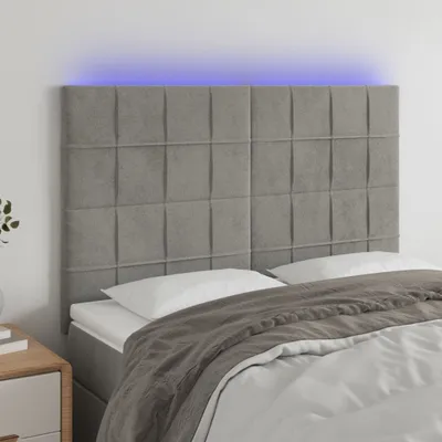 Produktbild von The Living Store LED Kopfteil Hellgrau 144x5x118/128 cm Samt