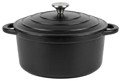 Produktbild von osoltus Bräter Schmortopf Gusseisen Topf 26cm 5,9 Liter Emaille Bräter Schwarz
