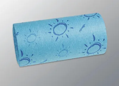 Produktbild von Schwammtuch Quick nDry 0,25x10m auf Rolle blau Packung mit 4 Stück