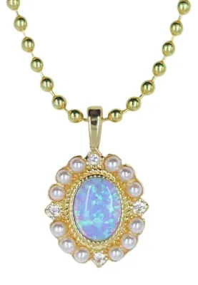 Produktbild von Opal 925 Sterling Silber Perlenkette, Blauer Opal, Kubischer Zicronia-Geburtsste