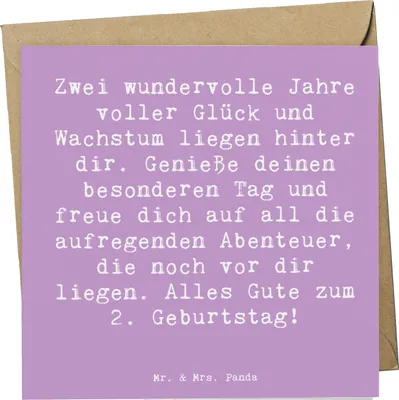 Produktbild von Mr. & Mrs. Panda Glückwunschkarte Spruch 2. Geburtstag - Lavendeltraum - Geschenk, Happy Birthday, Grußkarte, Wachstumsmeilensteine, faltkarte, Kleinkind Glückwünsche