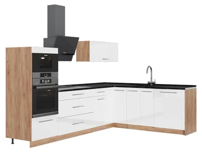 Obrázok produktu pre Rohová kuchyňa Vicco Fame-Line Biely vysoký lesk/Dub Goldkraft 287 x 60 cm, AP Antracit, Model 63513