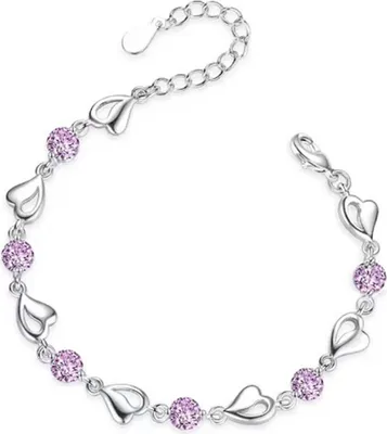 Produktbild von Damen-Armband mit Herz-Strass-Charm, Kettenarmband, Zinklegierung, Armband, Handgelenkschmuck für Valentinstag, Geburtstagsparty