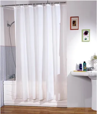 Produktbild von MSV Anti-Schimmel Duschvorhang - Anti-Bakteriell, waschbar, wasserdicht, mit 12 Duschvorhangringen - Polyester, „UNI Weiß“ 120x200cm
