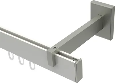 Produktbild von Interdeco Innenlaufstange / Gardinenstange mit Innenlauf Weiß / Edelstahl-Optik, Typ Smartline Paxo (Kappe), 14x35 mm 1-läufig, 420 cm