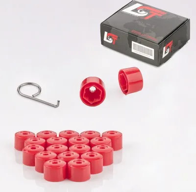 Produktbild von 20x Radschrauben Kappen Radschraubenkappen Set 17mm rot für VW SEAT SKODA