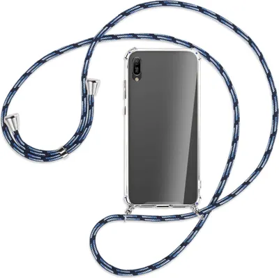 Produktbild von Handykette Backcover-Schutzhülle mit Band (Metall silberfarben) für Huawei Y6 2019 - Blautöne
