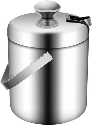 Produktbild von Eiswürfelbehälter mit Deckel und Zange aus Edelstahl, 1,3L