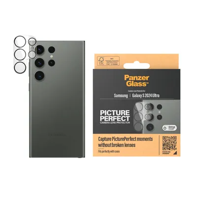Zdjęcie produktu dla PanzerGlass ® PicturePerfect Camera Lens Protector Samsung Galaxy S24 Ultra, Samsung, Samsung - Galaxy S24 Ultra, Aplikacja na sucho, Odporny na zadrapania, Odporny na wstrząsy, Przezroczysty, 1 szt.