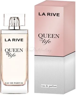 A perfume bottle and its packaging are displayed side-by-side against a white background.