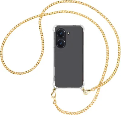 Produktbild von Handykette Backcover-Schutzhülle mit Band (Metall goldfarben) für Asus Zenfone 9 / Zenfone 10 (5.9'') - goldfarbene Kette