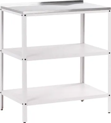 Obrázek produktu pro BELIANI Venkovní kuchyňský ostrov bílý nerezová ocel 80 x 50 x 92 cm 2 police pracovní plocha zahradní kuchyně jídelna
