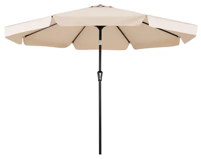 Produktbild von Sonnenschirm 300cm, Gartenschirm mit neigbarem Winkel von 30°, Metallstange, 8 Streben, Kurbel, Outdoor Terrassenschirm mit schönem Volant, Marktschirm für Garten, Terrasse, Strand