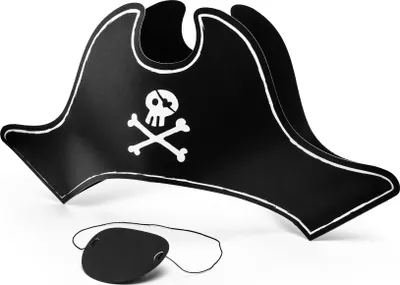 Produktbild von Piratenhut mit Augenklappe, 14cm