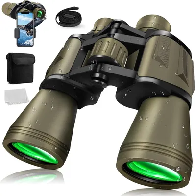 Produktbild von Fernglas, 20x50 HD Ferngläser, Jagdfernglas, Wanderfernglas, Hochauflösendes Teleskop, mit Smartphone Adapte, für Jagd, Vogelbeobachtung, Fußballspiel