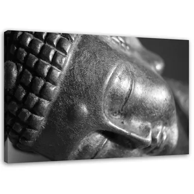 Produktbild von Leinwandbild schlafender buddha-kopf 90x60 cm Feeby grau wandbild bereit zum aufhängen