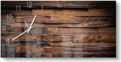 Produktbild von DEQORI Glasuhr 60x30 cm Zahlen 'Unebene Bretterwand' Wanduhr Glas Uhr Design leise