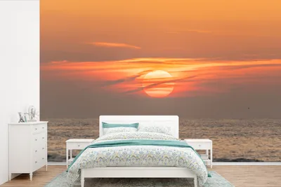 Produktbild von MuchoWow® Fototapete für Wohnzimmer oder Schlafzimmer Wandtapete Vinyl Motivtapete Sonnenuntergang auf dem Meer - 600x400 cm - Vinyltapeten