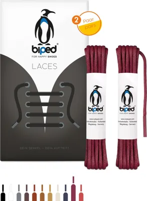 Produktbild von biped LACES 2 Paar gewachste Schnürsenkel rund - aus Baumwolle ø 3 mm - reißfest z2915