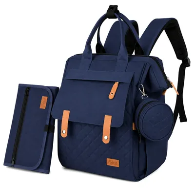 Produktbild von Wickelrucksack Baby, Wickeltasche groß, Viel Stauraum inkl. Wickelunterlage (navy)