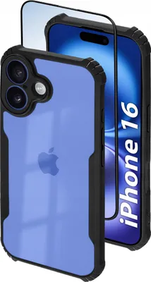 Obrázok produktu pre iPhone 16 ANTI-SHOCK MATT CLEAR CASE REINFORCED + 5D PREMIUM Glass