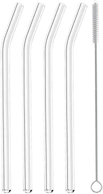 Produktbild von Metaltex 253186000 Trinkhalme geknickt aus Glas, 4 Stk. mit Reinigungsbürste / Strohhalme