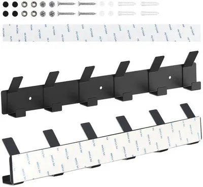 Produktbild von Wandmontierte Metallhaken, 6 Haken, mattschwarz, für Schlafzimmer, Küche