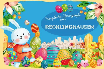 Produktbild von vianmo Holzschild 12x18 cm Ostergrüße RECKLINGHAUSEN