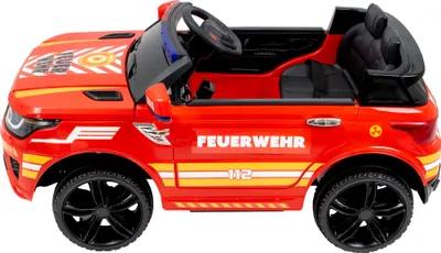Produktbild von Deutsche FEUERWEHR, Kinderauto Feuerwehrauto mit Funkgerät Sirene und Martinshorn Bluetooth Kinderfahrzeug Kinder Elektroauto Gefedert Hilfsrollen