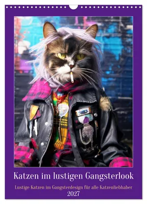 Produktbild von Katzen im lustigen Gangsterlook (Wandkalender 2027 DIN A3 hoch), CALVENDO Monatskalender