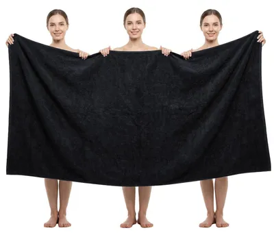 Immagine prodotto di Asciugamano XXL, 100x200 cm, in microfibra, colore nero. Ideale per sauna, spiaggia, 1 pezzo