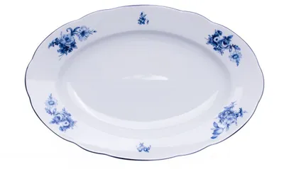 Image de Thun 1794 Rose, bol ovale, porcelaine, roses bleues, 32 cm, Thun