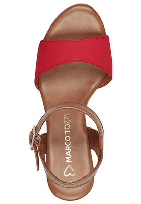 Produktbild von MARCO TOZZI Damen Sandalette hoher Schuh Riemchen Korkoptik Vegan 2-28008-42, Größe:38 EU, Farbe:Rot