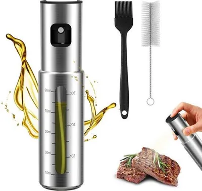 Produktbild von Kochöl-Sprinker mit Olivenöl: 100ml Edelstahl Öl-Sprinker für Luftfryer, Salat, Grill