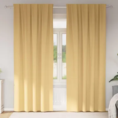 Image de Rideaux occultants avec anneaux 2 pcs Beige 225 x 140 cm