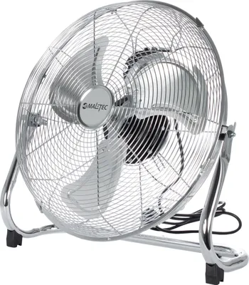 Obrázok produktu pre MalTec podlahový ventilátor vetrák vzduchový chladič 44 cm 75W strieborný 3 rýchlosti prenosný pre spálňu kanceláriu byt terasu